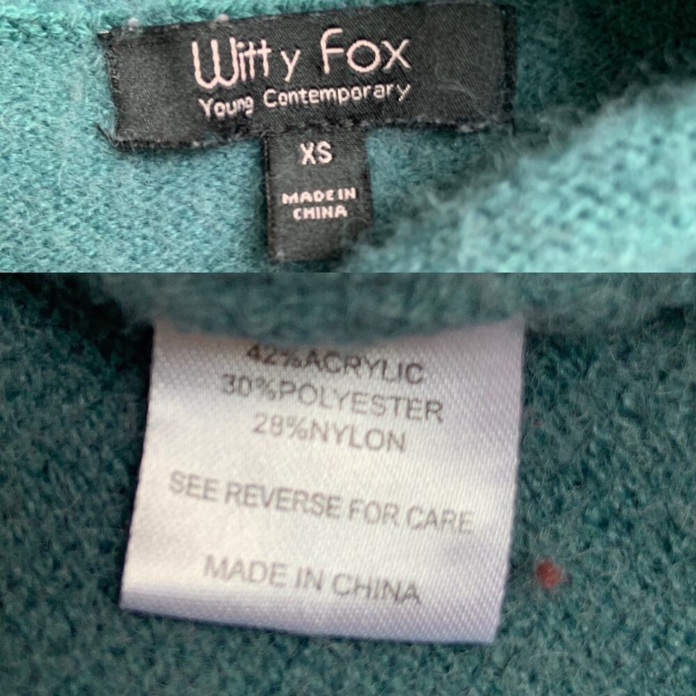 Witty Fox Blue and yellow Floral Button Up Cropped Sweater Cardigan Women’s XS - Picture 9 of 9